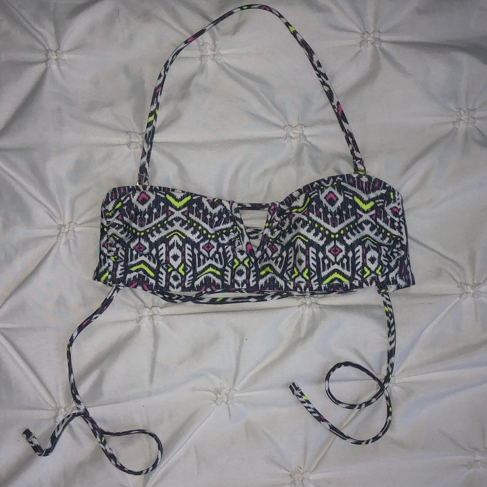 Neon Tribal Print Bikini Top